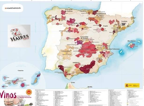 Actualizado  el mapa oficial de las D.O.P. de vinos de España.